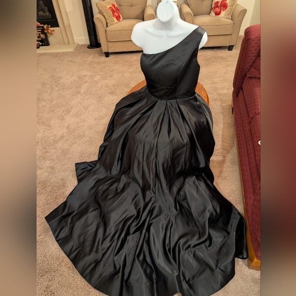 Hebeos Black One-Shoulder Floor Length Gown, Size M - NEW - Picture 11 of 14